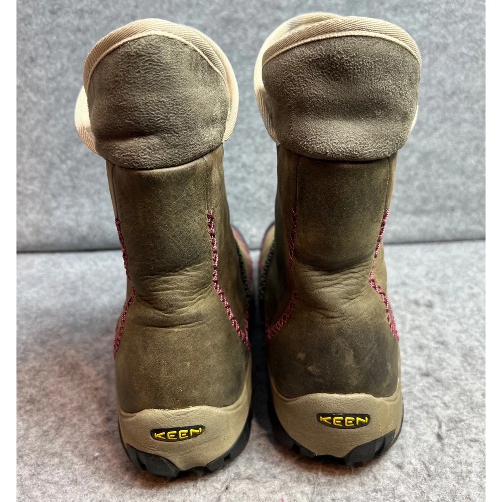 Keen Womens Brown Leather Winter Boots Faux Shearling Lined Mid Calf Size 8.5